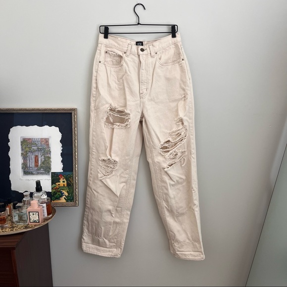 BDG Denim - NWT Womens BDG Hi Rise Baggy Jeans Distressed Cream